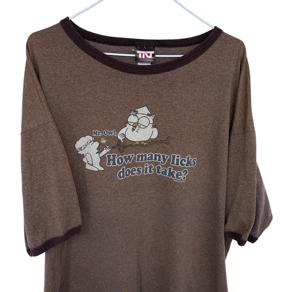 Trau & Loevner Other - Y2K 2005 TR Brands Mr. Owl How Many Licks Tootsie Pop Ringer T Shirt Brown XXL‎
